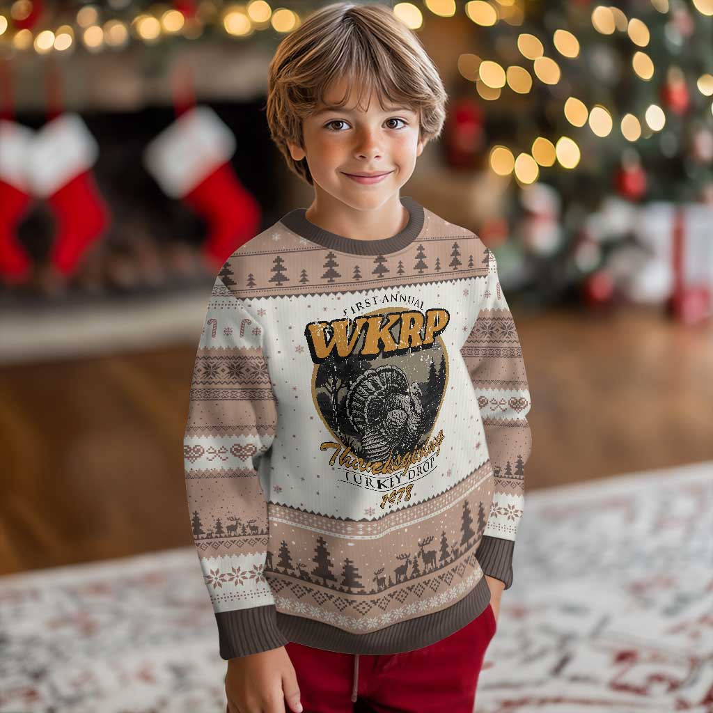 Retro WKRP Thanksgiving Turkey Drop 1978 Ugly Christmas Sweater Distressed Vintage Holiday TS02 Mocha Mousse Print Your Wear