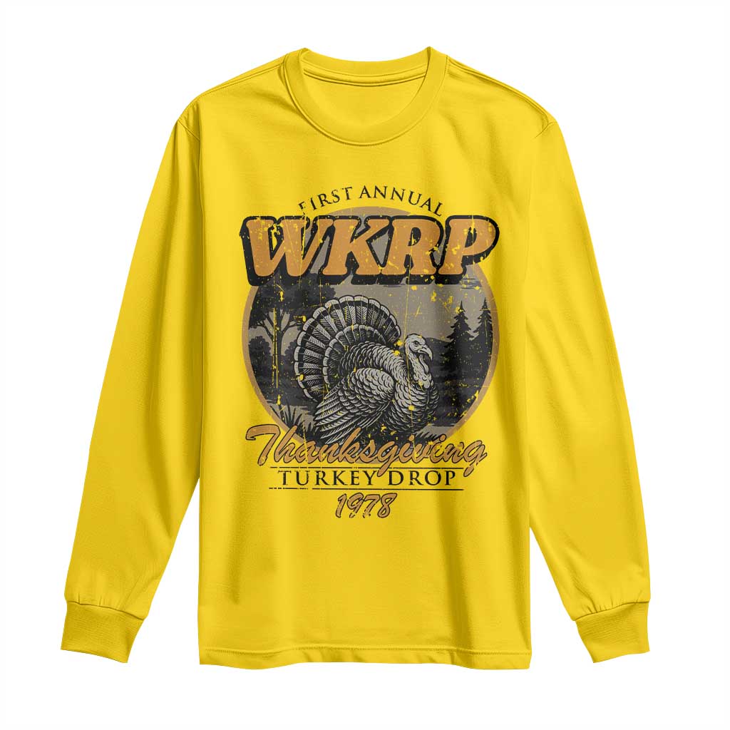 Retro WKRP Thanksgiving Turkey Drop 1978 Long Sleeve Shirt Distressed Vintage Holiday TS02 Daisy Print Your Wear
