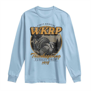 Retro WKRP Thanksgiving Turkey Drop 1978 Long Sleeve Shirt Distressed Vintage Holiday TS02 Light Blue Print Your Wear
