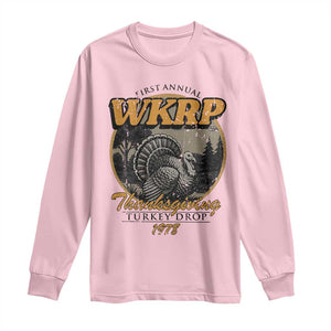 Retro WKRP Thanksgiving Turkey Drop 1978 Long Sleeve Shirt Distressed Vintage Holiday TS02 Light Pink Print Your Wear