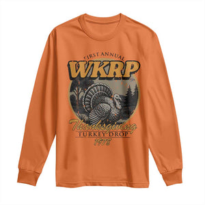 Retro WKRP Thanksgiving Turkey Drop 1978 Long Sleeve Shirt Distressed Vintage Holiday TS02 Orange Print Your Wear