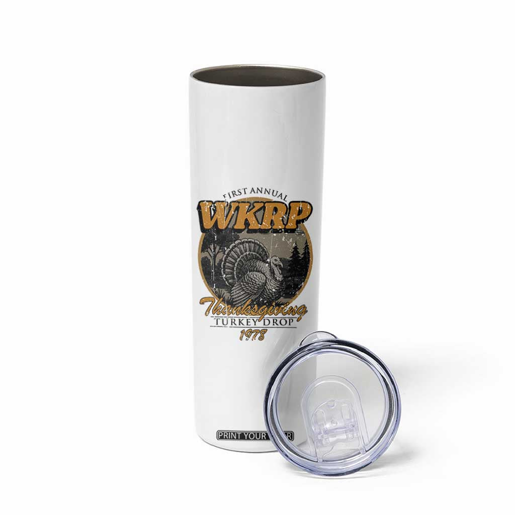Retro WKRP Thanksgiving Turkey Drop 1978 Skinny Tumbler Distressed Vintage Holiday TS02 Print Your Wear