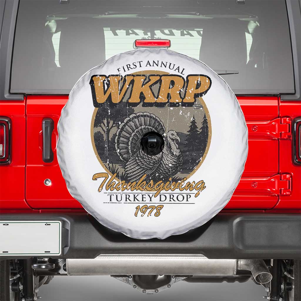 Retro WKRP Thanksgiving Turkey Drop 1978 Spare Tire Cover Distressed Vintage Holiday TS02 White Print Your Wear