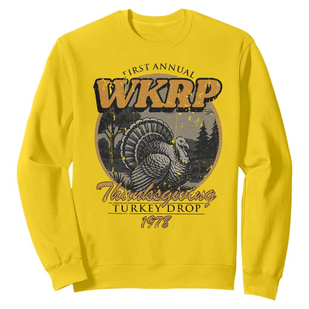 Retro WKRP Thanksgiving Turkey Drop 1978 Sweatshirt Distressed Vintage Holiday TS02 Daisy Print Your Wear