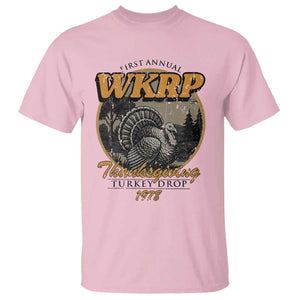 Retro WKRP Thanksgiving Turkey Drop 1978 T Shirt Distressed Vintage Holiday TS02 Light Pink Print Your Wear