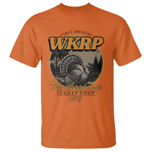 Retro WKRP Thanksgiving Turkey Drop 1978 T Shirt Distressed Vintage Holiday TS02 Orange Print Your Wear