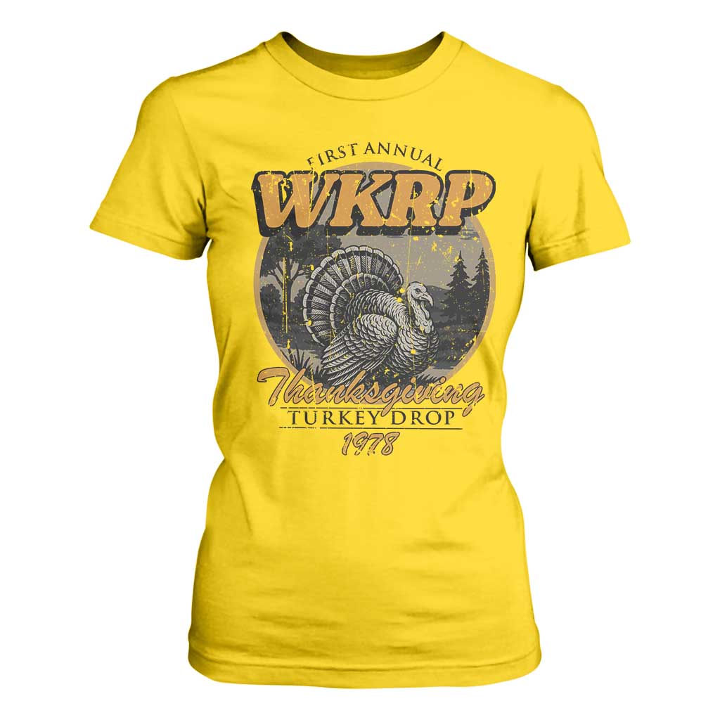 Retro WKRP Thanksgiving Turkey Drop 1978 T Shirt For Women Distressed Vintage Holiday TS02 Daisy Print Your Wear