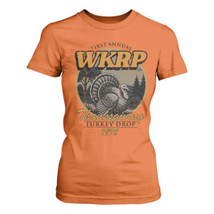 Retro WKRP Thanksgiving Turkey Drop 1978 T Shirt For Women Distressed Vintage Holiday TS02 Orange Print Your Wear