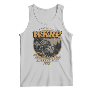 Retro WKRP Thanksgiving Turkey Drop 1978 Tank Top Distressed Vintage Holiday TS02 Ash Print Your Wear