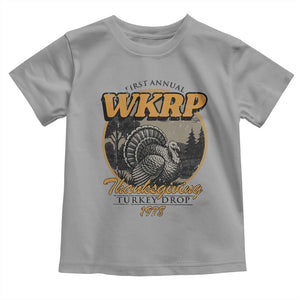 Retro WKRP Thanksgiving Turkey Drop 1978 Toddler T Shirt Distressed Vintage Holiday TS02 Sport Gray Print Your Wear