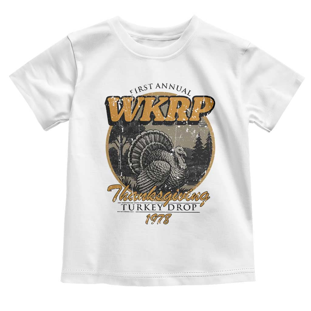 Retro WKRP Thanksgiving Turkey Drop 1978 Toddler T Shirt Distressed Vintage Holiday TS02 White Print Your Wear