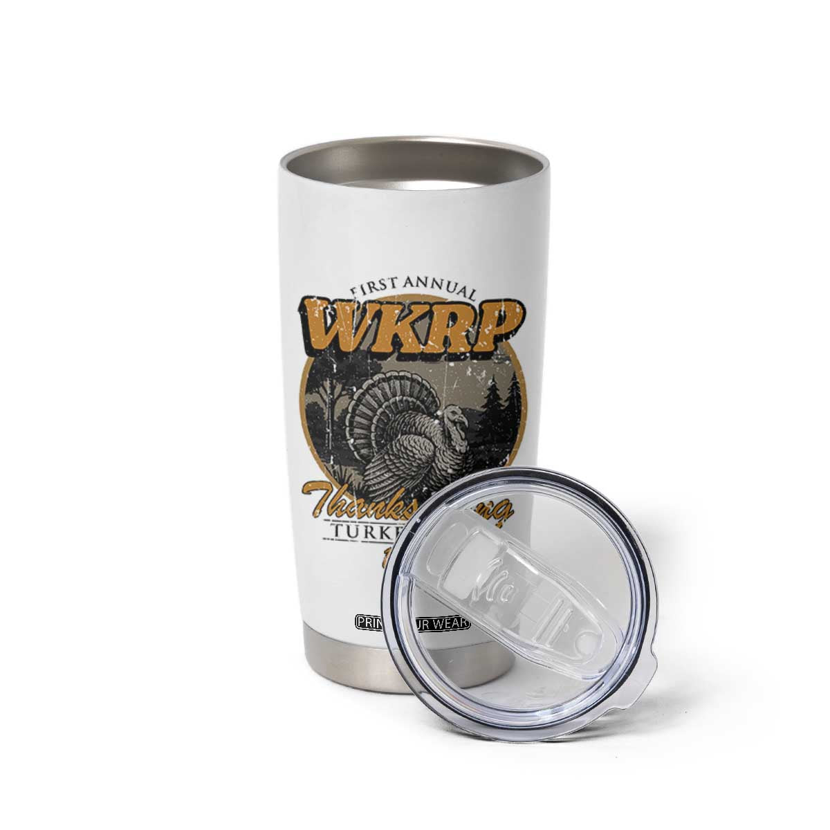 Retro WKRP Thanksgiving Turkey Drop 1978 Tumbler Cup Distressed Vintage Holiday TS02 Print Your Wear