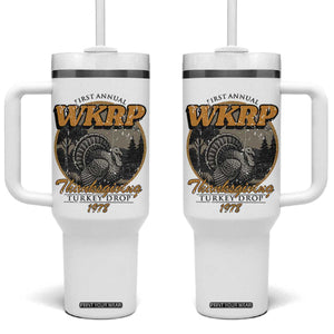 Retro WKRP Thanksgiving Turkey Drop 1978 Tumbler With Handle Distressed Vintage Holiday TS02 One Size: 40 oz White Print Your Wear