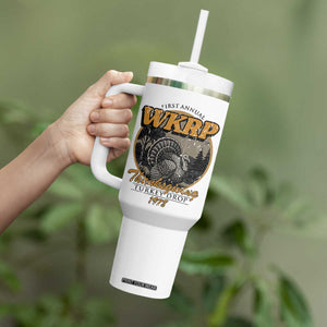 Retro WKRP Thanksgiving Turkey Drop 1978 Tumbler With Handle Distressed Vintage Holiday TS02 Print Your Wear