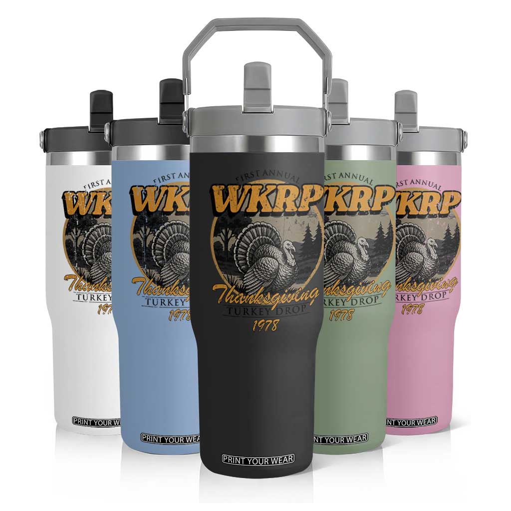 Retro WKRP Thanksgiving Turkey Drop 1978 Flip Straw Tumbler Distressed Vintage Holiday TS02 Print Your Wear