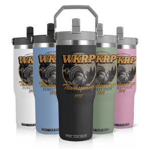 Retro WKRP Thanksgiving Turkey Drop 1978 Flip Straw Tumbler Distressed Vintage Holiday TS02 Print Your Wear