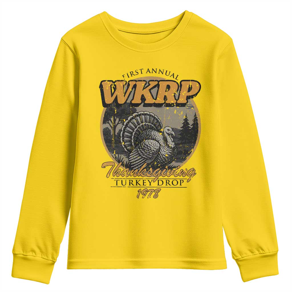 Retro WKRP Thanksgiving Turkey Drop 1978 Youth Sweatshirt Distressed Vintage Holiday TS02 Daisy Print Your Wear