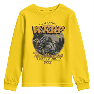 Retro WKRP Thanksgiving Turkey Drop 1978 Youth Sweatshirt Distressed Vintage Holiday TS02 Daisy Print Your Wear