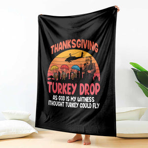 Retro Thanksgiving Turkey Drop Throw Blanket Parachuting Turkeys Funny 70s Parody TS02 Print Your Wear