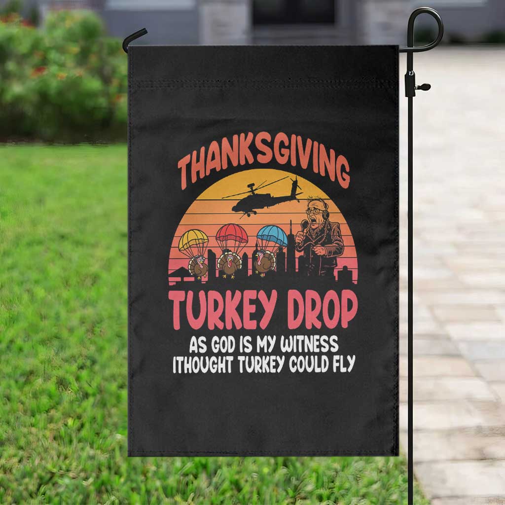 Retro Thanksgiving Turkey Drop Garden Flag Parachuting Turkeys Funny 70s Parody TS02 Print Your Wear