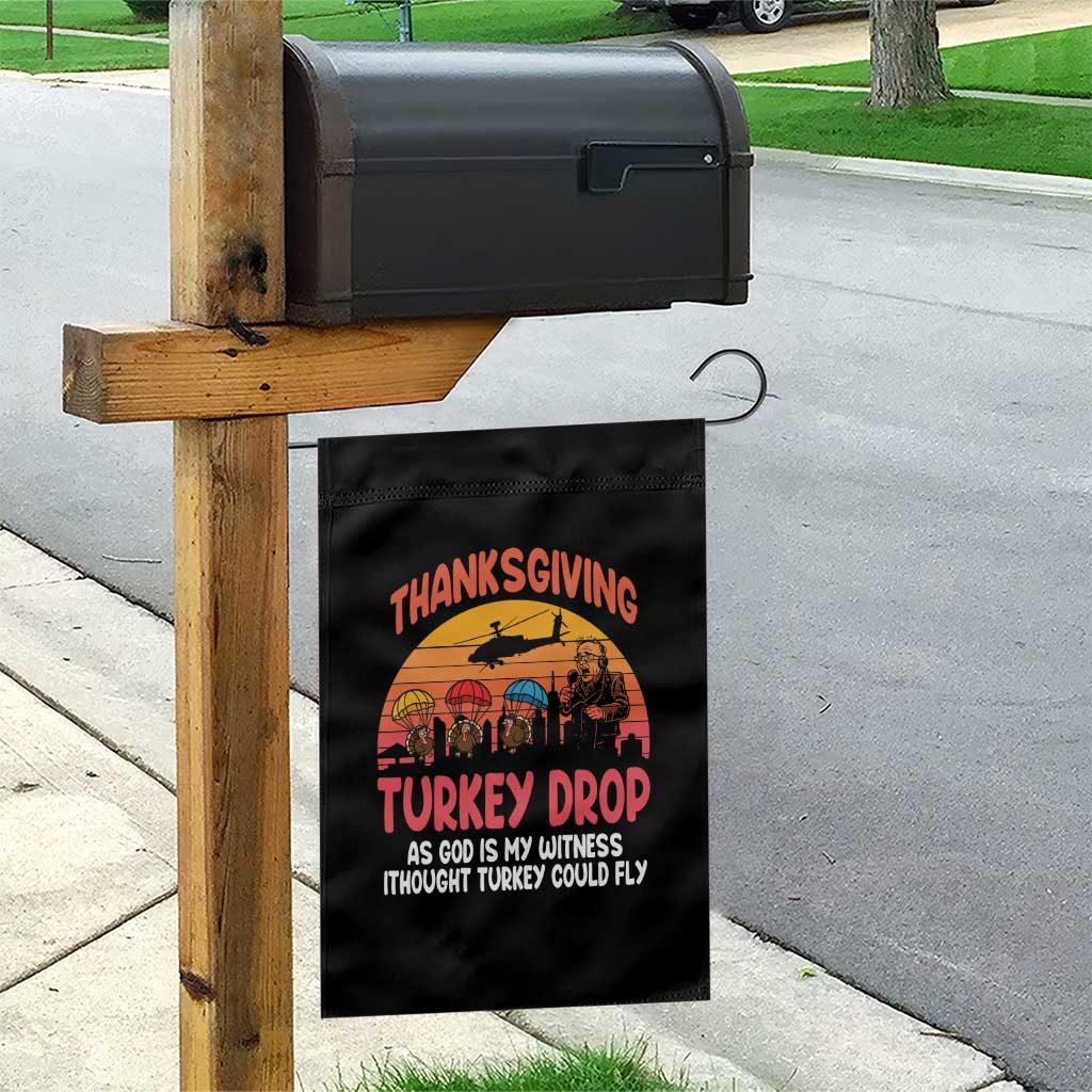 Retro Thanksgiving Turkey Drop Garden Flag Parachuting Turkeys Funny 70s Parody TS02 Print Your Wear