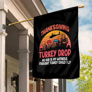 Retro Thanksgiving Turkey Drop Garden Flag Parachuting Turkeys Funny 70s Parody TS02 Print Your Wear