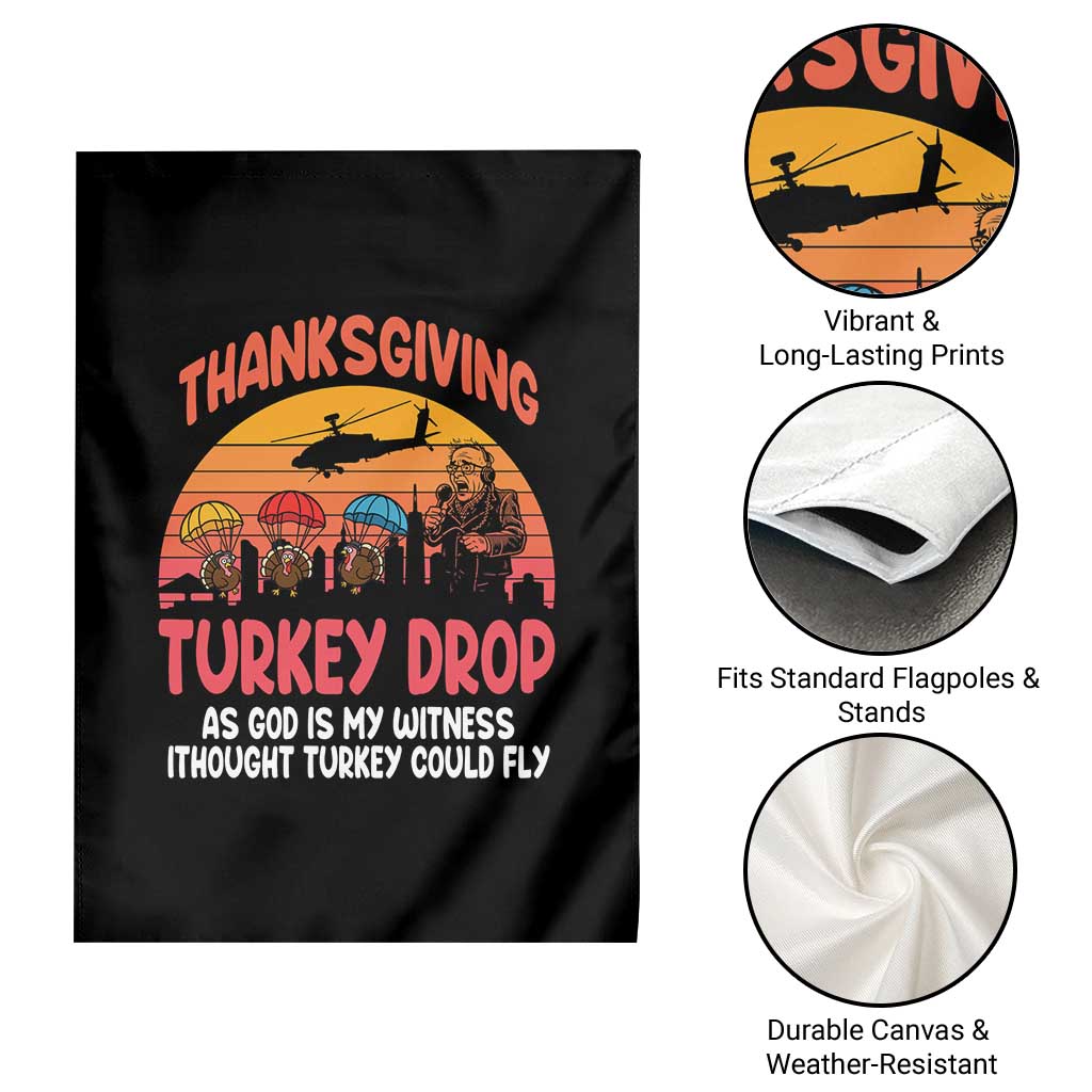 Retro Thanksgiving Turkey Drop Garden Flag Parachuting Turkeys Funny 70s Parody TS02 Print Your Wear