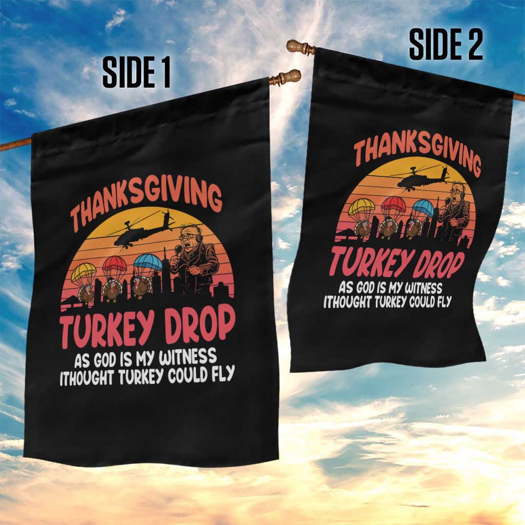 Retro Thanksgiving Turkey Drop Garden Flag Parachuting Turkeys Funny 70s Parody TS02 Print Your Wear