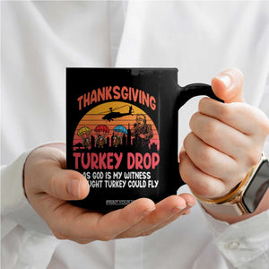 Retro Thanksgiving Turkey Drop Coffee Mug Parachuting Turkeys Funny 70s Parody TS02 Print Your Wear