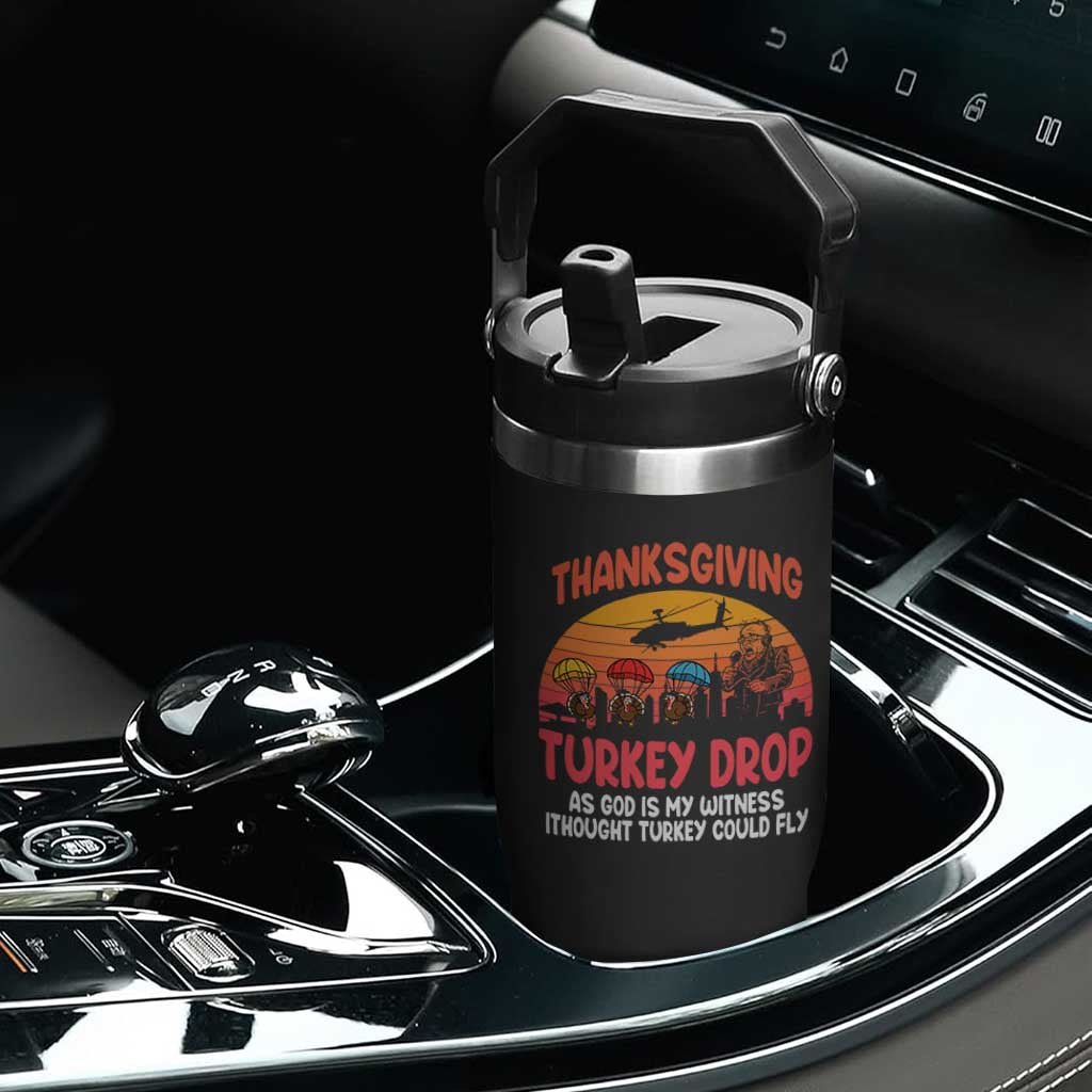 Retro Thanksgiving Turkey Drop Flip Straw Tumbler Parachuting Turkeys Funny 70s Parody TS02 Print Your Wear