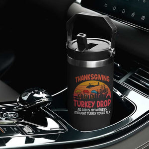 Retro Thanksgiving Turkey Drop Flip Straw Tumbler Parachuting Turkeys Funny 70s Parody TS02 Print Your Wear
