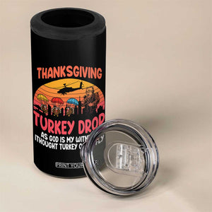 Retro Thanksgiving Turkey Drop 4 in 1 Can Cooler Tumbler Parachuting Turkeys Funny 70s Parody TS02 Print Your Wear