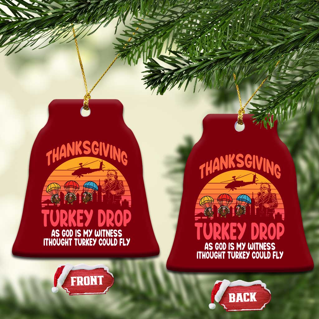 Retro Thanksgiving Turkey Drop Ceramic Ornament Parachuting Turkeys Funny 70s Parody TS02 Print Your Wear