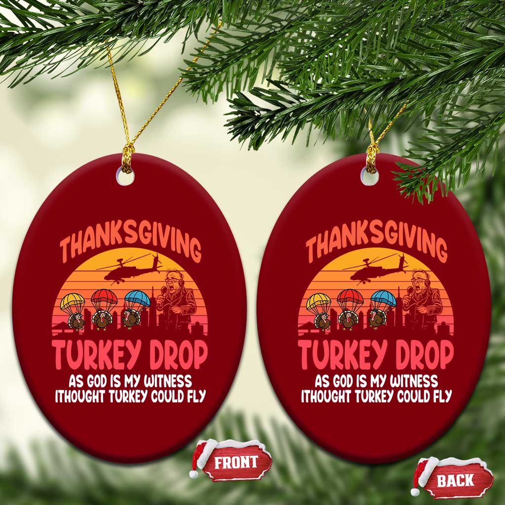 Retro Thanksgiving Turkey Drop Ceramic Ornament Parachuting Turkeys Funny 70s Parody TS02 Print Your Wear