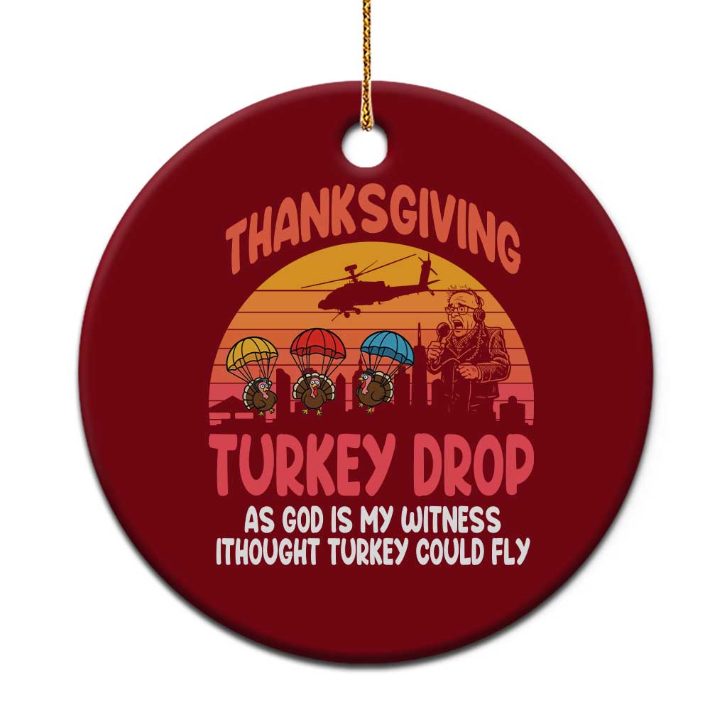 Retro Thanksgiving Turkey Drop Ceramic Ornament Parachuting Turkeys Funny 70s Parody TS02 1pc Red Print Your Wear