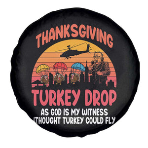 Retro Thanksgiving Turkey Drop Spare Tire Cover Parachuting Turkeys Funny 70s Parody TS02 Print Your Wear