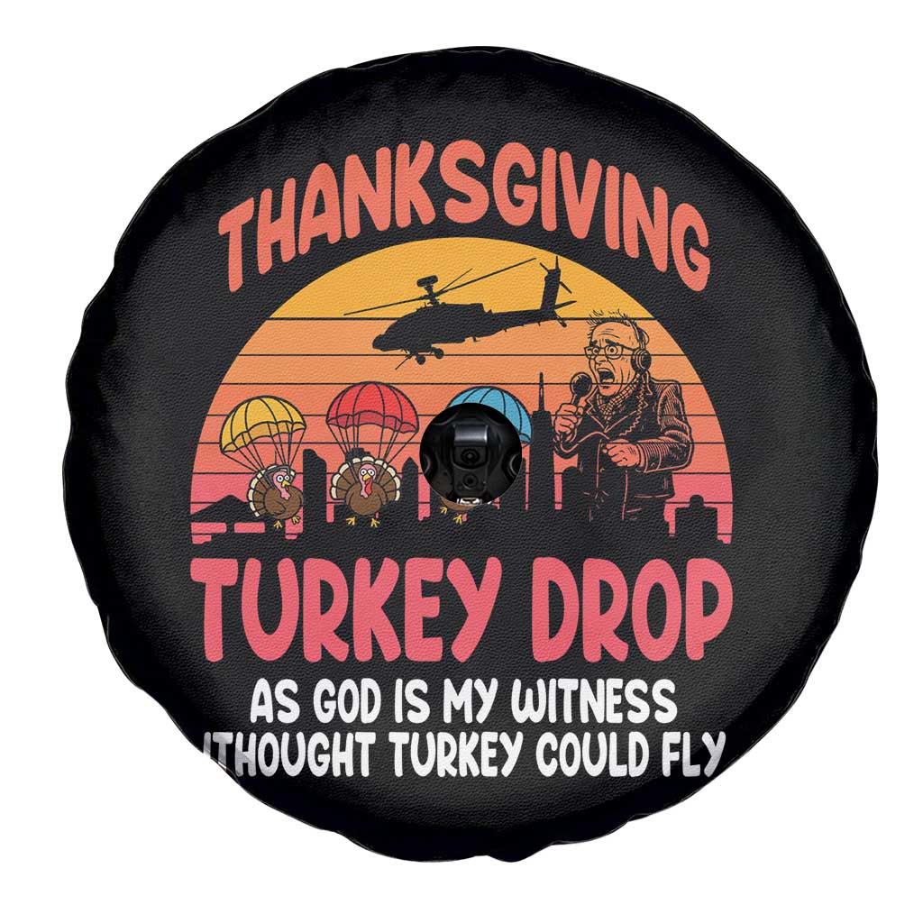 Retro Thanksgiving Turkey Drop Spare Tire Cover Parachuting Turkeys Funny 70s Parody TS02 Print Your Wear