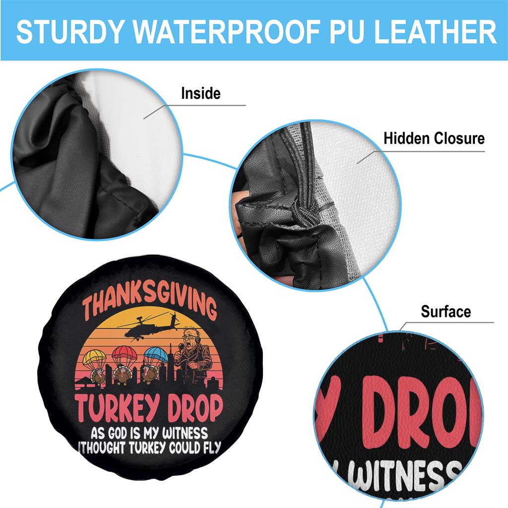 Retro Thanksgiving Turkey Drop Spare Tire Cover Parachuting Turkeys Funny 70s Parody TS02 Print Your Wear