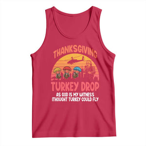 Retro Thanksgiving Turkey Drop Tank Top Parachuting Turkeys Funny 70s Parody TS02 Red Print Your Wear