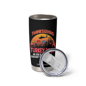 Retro Thanksgiving Turkey Drop Tumbler Cup Parachuting Turkeys Funny 70s Parody TS02 Print Your Wear