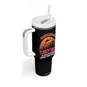 Retro Thanksgiving Turkey Drop Tumbler With Handle Parachuting Turkeys Funny 70s Parody TS02 Print Your Wear