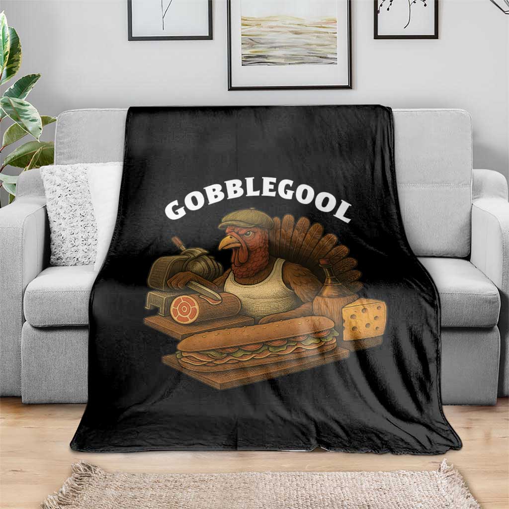 Gobblegool Funny Thanksgiving Throw Blanket Italian Turkey Deli Humor Sub Sandwich TS02 Print Your Wear
