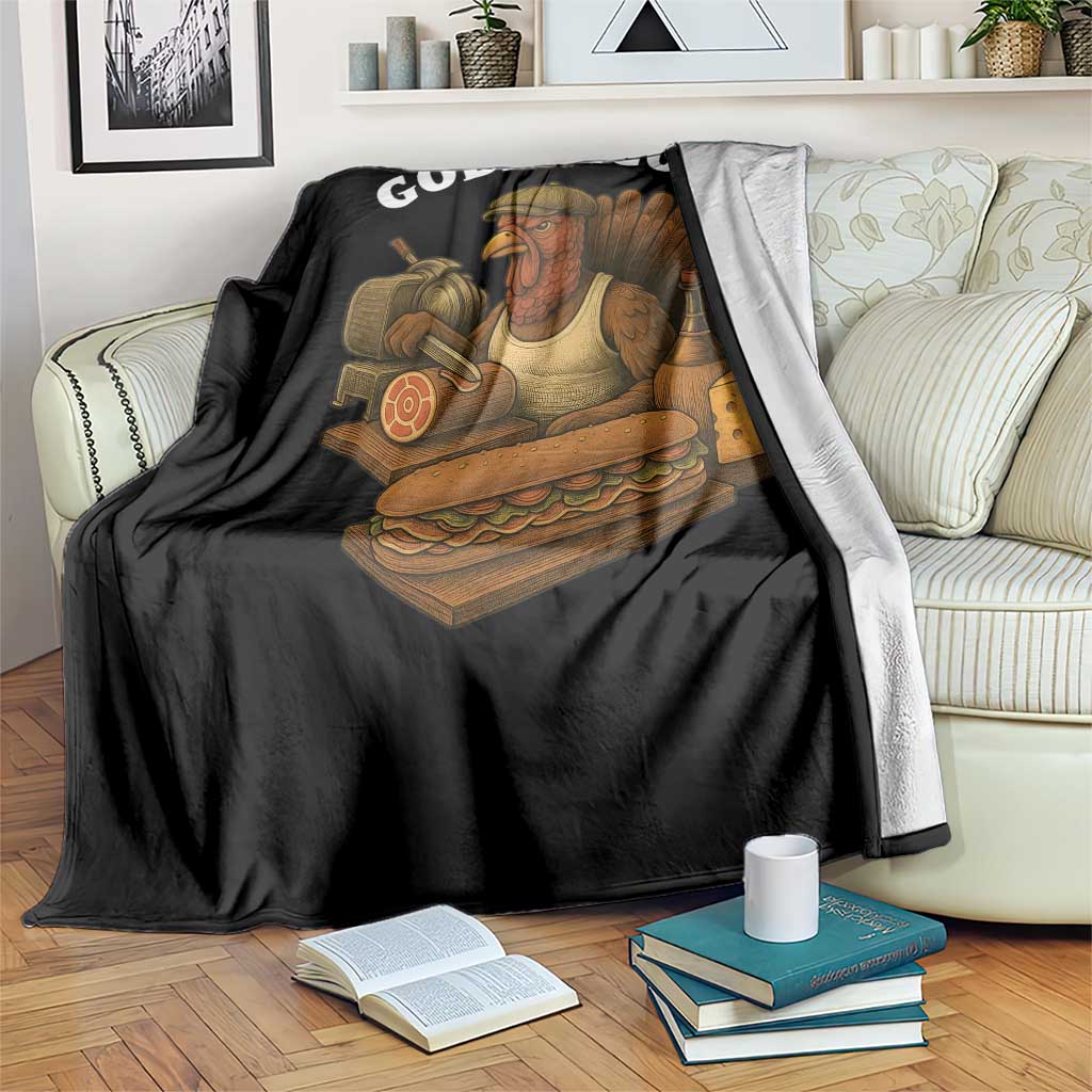Gobblegool Funny Thanksgiving Throw Blanket Italian Turkey Deli Humor Sub Sandwich TS02 Print Your Wear