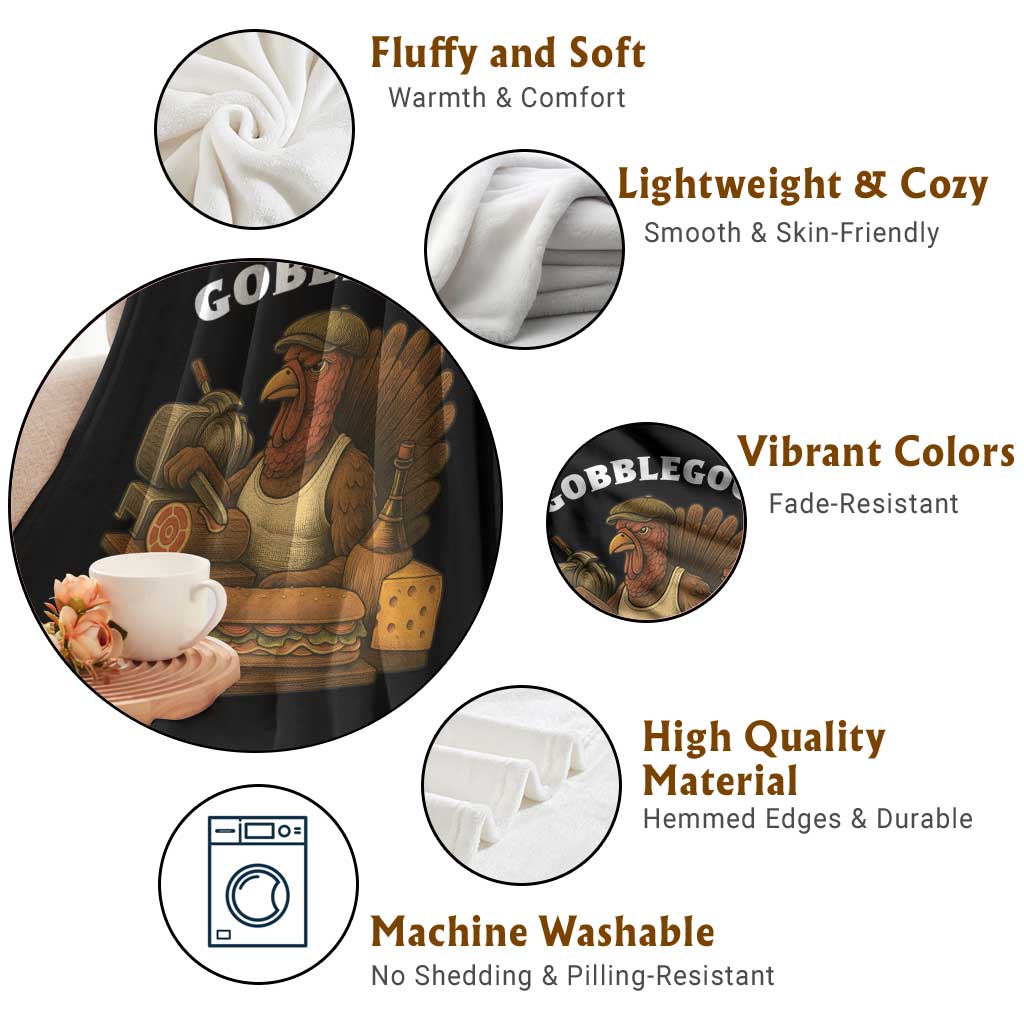 Gobblegool Funny Thanksgiving Throw Blanket Italian Turkey Deli Humor Sub Sandwich TS02 Print Your Wear