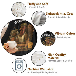 Gobblegool Funny Thanksgiving Throw Blanket Italian Turkey Deli Humor Sub Sandwich TS02 Print Your Wear