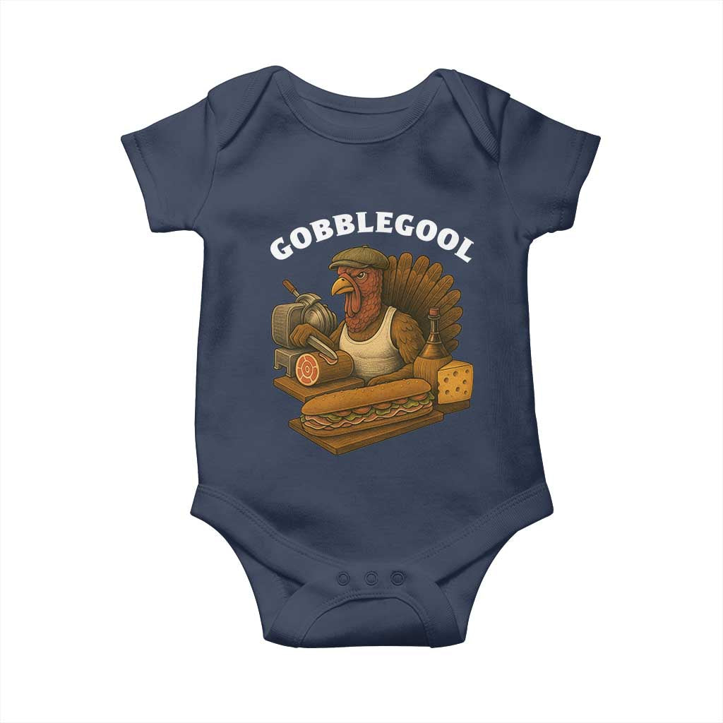 Gobblegool Funny Thanksgiving Baby Onesie Italian Turkey Deli Humor Sub Sandwich TS02 Navy Print Your Wear