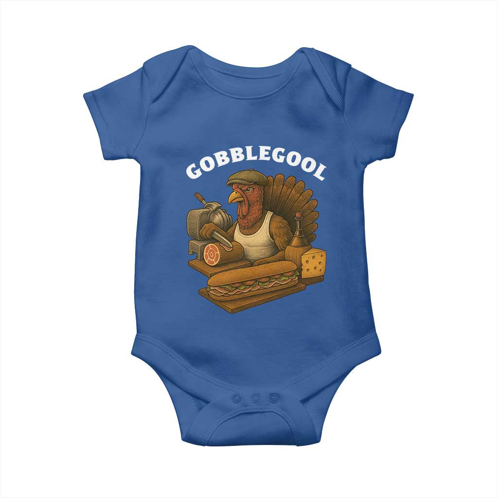 Gobblegool Funny Thanksgiving Baby Onesie Italian Turkey Deli Humor Sub Sandwich TS02 Royal Blue Print Your Wear