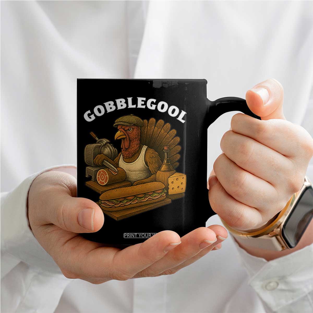 Gobblegool Funny Thanksgiving Coffee Mug Italian Turkey Deli Humor Sub Sandwich TS02 Print Your Wear
