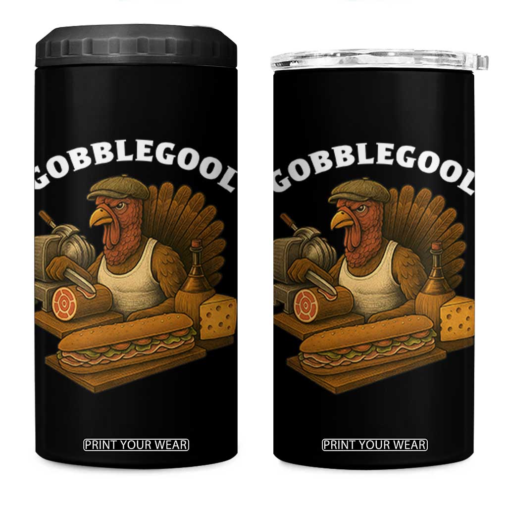 Gobblegool Funny Thanksgiving 4 in 1 Can Cooler Tumbler Italian Turkey Deli Humor Sub Sandwich TS02 One Size: 16 oz Black Print Your Wear