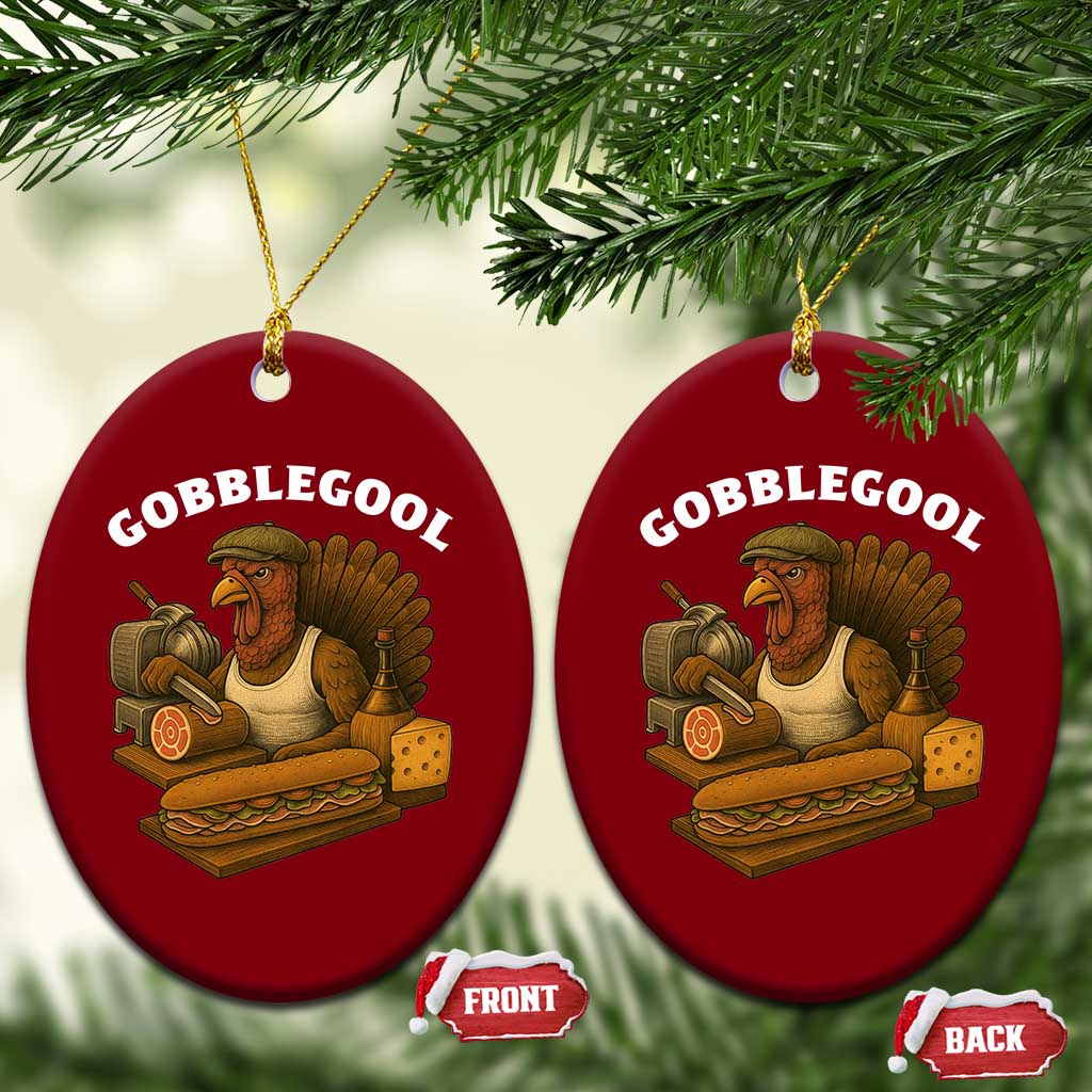 Gobblegool Funny Thanksgiving Ceramic Ornament Italian Turkey Deli Humor Sub Sandwich TS02 Print Your Wear